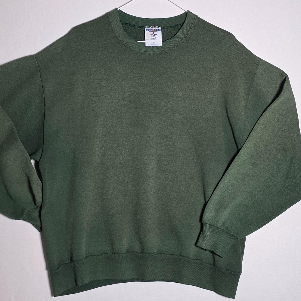 True Vintage 1990s Sunfaded Stained Green Crewneck Jerzees Sweatshirt USA Made